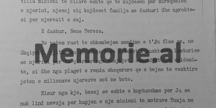 Secret file: “After visiting the ‘Enver Hoxha’ Museum, Mother Teresa asked to meet with her friend Nexhmije and prepared a special envelope, where…” / Report on the famous charity in ’89