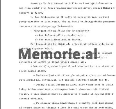 Relacioni sekret i Kadri Hazbiut: “Gjatë bisedës, Cu En Lai na tha që ne të lidhemi me rumunët, për prodhimin e armëve antitank dhe…”/ Takimi i fshehtë me kryeministrin kinez, më 16 qershor 1970