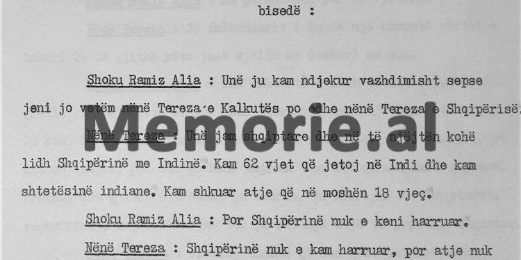 Ramiz Alia: “Ne nuk ju japim dot çmimin ‘Nobël’. Nënë Tereza: “Ju më jepni një shtëpi të sjell motrat e mija këtu dhe…”/ Proces-verbali i takimit me bamirësen e famshme, maj 1990