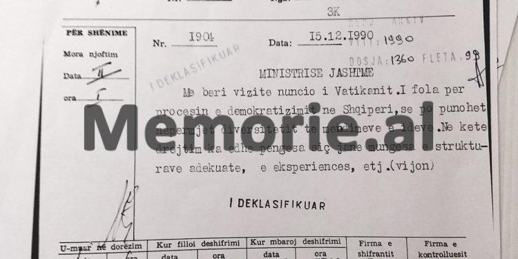 “Nëse do keni ftesa nga nuncët e Vatikanit, ju nuk do të shkoni, qëndroni në heshtje dhe…”/ Realcioni sekret i zv / ministrit Sokrat Plaka