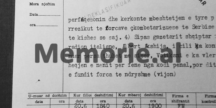 Relacioni i ambasadorit nga Roma: “Sekretari i Shtetit të Vatikanit, kërkon të vijë në Shqipëri për të takuar Nikolla Troshanin, që banon në…”/ Zbulohet korrespodenca sekrete e vitit 1990