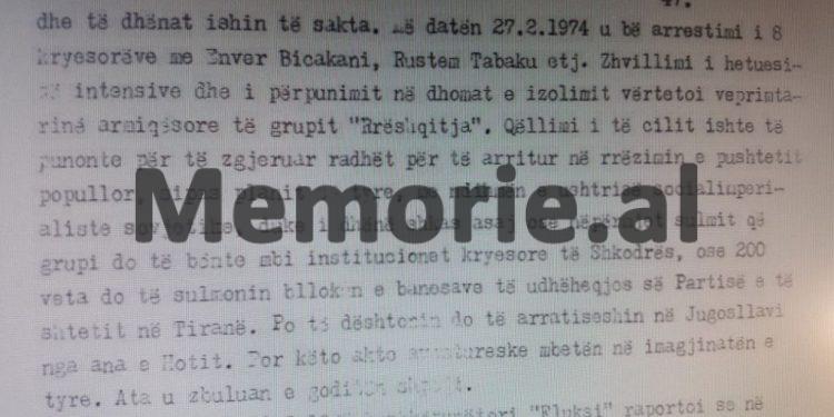 “The organization ‘Slip’ with 200 people, would attack the ‘Bloc’ of the leadership in Tirana and…” / Unknown Security Document for the two officers who were shot in ’74, as “leaders of the group”!