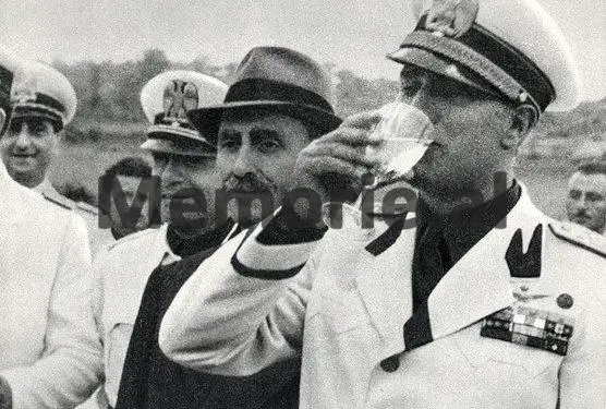 Çiano (drinking) and Albanian Prime Minister Sheqfet Bey Vërlaci inaugurating an aqueduct in Albania in May 1940