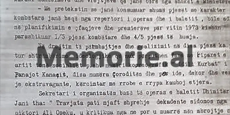 Relacioni për Enverin: “Artist i merituar Besim Zekthi, tha se nën ndikimin e Paçramit, drejtori dhe Zhani Ciko, kanë lejuar numra çoroditës, veshje ekstravagante, kërcime…”. Raporti sekret për Operan e Baletin