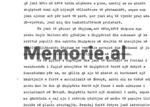 “Qetësia në kufijtë tanë tokësorë është relative, prandaj ne kemi nevojë për armë këmbësorie, tanke dhe…”/ Takimi i Beqir Ballukut me homologun kinez në ’72-in, në Pekin