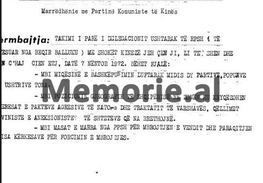 “Qetësia në kufijtë tanë tokësorë është relative, prandaj ne kemi nevojë për armë këmbësorie, tanke dhe…”/ Takimi i Beqir Ballukut me homologun kinez në ’72-in, në Pekin