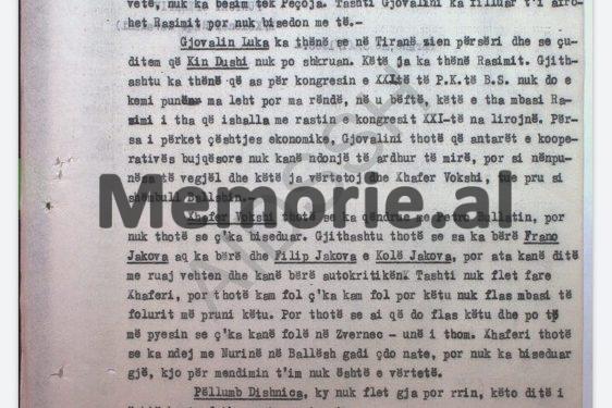 “Ja çfarë bisedojnë për udhëheqjen, Xheviti, Gjovalini, Nuriu, Pëllumb Dishnica, Peço Fidhi dhe Xhaferr Vokshi…”/ Përgjimet e “Vigjëlentit” në Ishullin e Zvërnecit