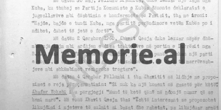 “Duke lexuar lajmin ku thuhej se Partia Komuniste e Kubës dënonte deklaratat e jugosllavëve për Konferencën e Parisit, Pëllumb Dishnica, tha…”/ Përgjimet e Sigurimit në Ishullin e Zvërnecit