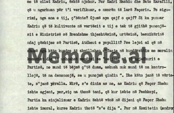 Autokritika e Kadri Hazbiut: “Duke qenë një spiun dhe konspirator i rrezikshëm, Mehmet Shehut i’u dha mundësia të krijonte në ministrinë e Brendshme, një…”/ Plenum i V-të, tetor ‘82