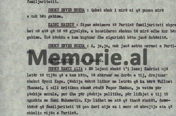 “Si e lejove ti Kadri që miku i Feçorit, edhe pse i internuar, mbante revole, me dhjetëra orë floriri, byzylykë e…”/ Plenumi i V-të, tetor ’82, kur “kryqëzohej” ministri Hazbiu