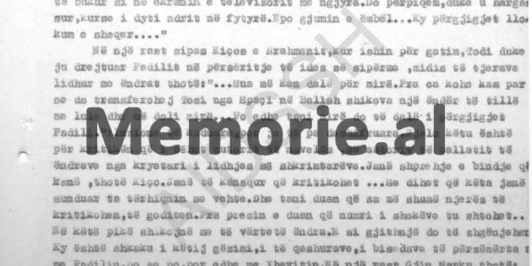 “Todi i tha Fadil Paçramit; shikofsh ëndrra të bukura me ngjyra, duke ironizuar kritikën që i’u bë Kadaresë në Plenumin e…”/ Përgjimet në burgun e Burrelit, mars ‘82
