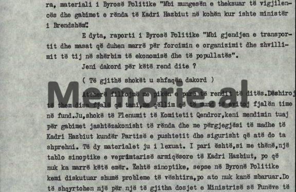 “Para se të vriste veten, Mehmeti thirri Veliun e Nazar Berberin dhe ju tha se; tanket e Saukut, do të…”/ Plenumi i V-të, tetor ’82, ku u “kryqëzua” Kadri Hazbiu