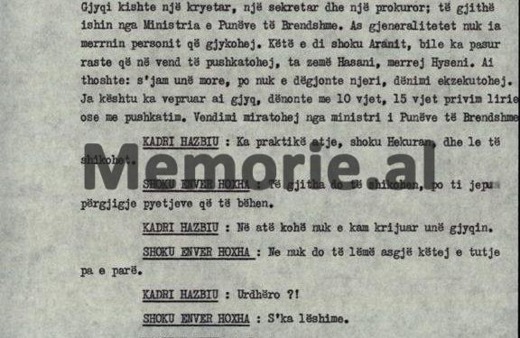 “Ka pasur një Gjykatë sekrete në Ministrinë e Brendshme, që në vend të Hasanit, pushkatonin Hysenin…”! / Plenum i V-të, tetor ’82, kur “kryqëzohej” Kadri Hazbiu