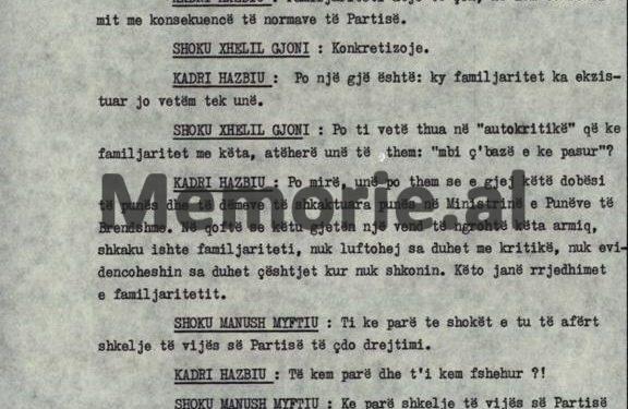 “Ka pasur një Gjykatë sekrete në Ministrinë e Brendshme, që në vend të Hasanit, pushkatonin Hysenin…”! / Plenum i V-të, tetor ’82, kur “kryqëzohej” Kadri Hazbiu