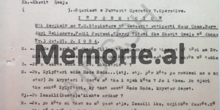 “Bardhyl Belishova tha se; Beqir Balluku dhe Kadri Hazbiu, e ndihmuan Panajot Plakun që të kalojë kufirin dhe…”/ Përgjimet në burgun e Burrelit, mars ‘84