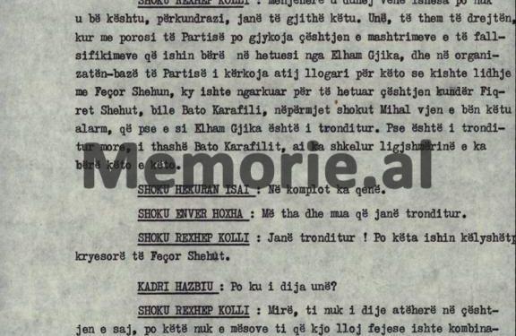“Ne e shkarkuam kryetarin e Degës së Brendshme të Fierit, kurse Kadriu e priti në shtëpi dhe mua më tha…”/ Plenum i V-të, kur “kryqëzohej” ministri Hazbiu!