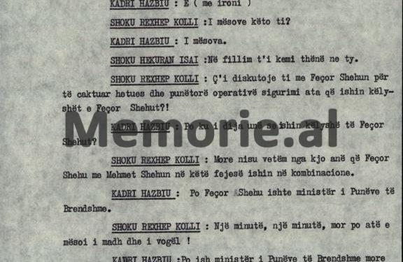 “Ne e shkarkuam kryetarin e Degës së Brendshme të Fierit, kurse Kadriu e priti në shtëpi dhe mua më tha…”/ Plenum i V-të, kur “kryqëzohej” ministri Hazbiu!