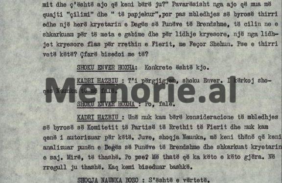 “Unë i thashë Kadriut të shkonte në Mallakastër dhe fliste kundër Mehmetit, e t’i thoshte atij që ne e arrestuam, se…”/ Plenum i V-të, kur “kryqëzohej” ministri Hazbiu!
