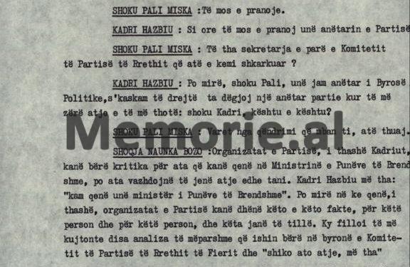 “Unë i thashë Kadriut të shkonte në Mallakastër dhe fliste kundër Mehmetit, e t’i thoshte atij që ne e arrestuam, se…”/ Plenum i V-të, kur “kryqëzohej” ministri Hazbiu!