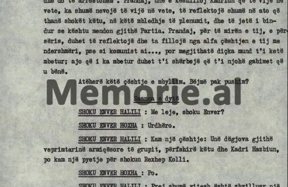 Rexhep Koli’s discussion: “In 1967, when I was the Director of Security, Kadriu called me and told me that; Feçor Shehu… ”/ 5th Plenum, October 82, when Minister Hazbiu was“crucified”