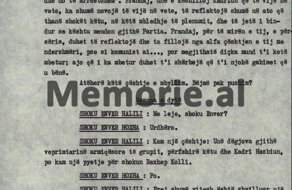“Në vitin 1967 kur isha Drejtor i Sigurimit, më thirri Kadriu dhe më tha se; Feçor Shehu…”/ Diskutimi i Rexhep Kollit në Plenumin e 5-të, tetor 82