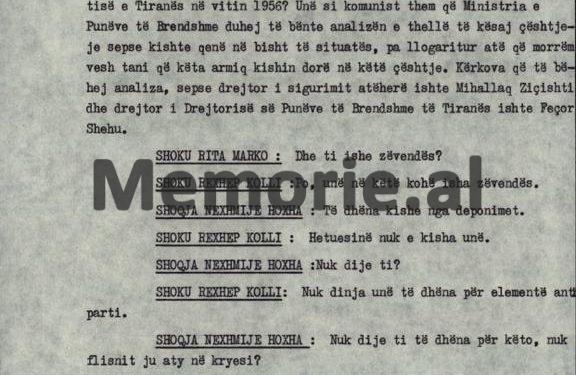 “Në vitin 1967 kur isha Drejtor i Sigurimit, më thirri Kadriu dhe më tha se; Feçor Shehu…”/ Diskutimi i Rexhep Kollit në Plenumin e 5-të, tetor 82