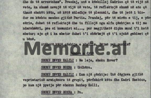 “Në vitin 1967 kur isha Drejtor i Sigurimit, më thirri Kadriu dhe më tha se; Feçor Shehu…”/ Diskutimi i Rexhep Kollit në Plenumin e 5-të, tetor 82