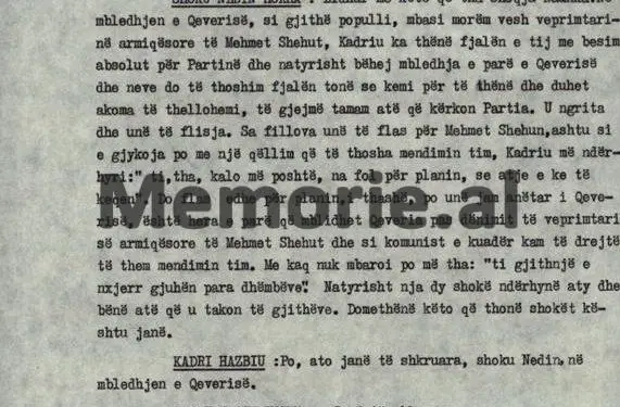 Nazar Berberi: “No Kadri, Mehmeti called me, not for Sauk tanks, but for the bride of the boy who met the Frenchman at…” / 5th V Plenum, October ’82, when Minister Hazbiu was “crucified”!