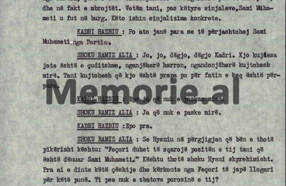 “How did you allow Kadri that Feçori’s friend, although exiled, carried a revolver, with tens of hours of gold, bracelets and…” / V Plenum, October ’82, when Minister Hazbiu was “crucified”