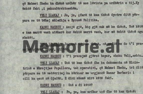 Nazar Berberi: “No Kadri, Mehmeti called me, not for Sauk tanks, but for the bride of the boy who met the Frenchman at…” / 5th V Plenum, October ’82, when Minister Hazbiu was “crucified”!