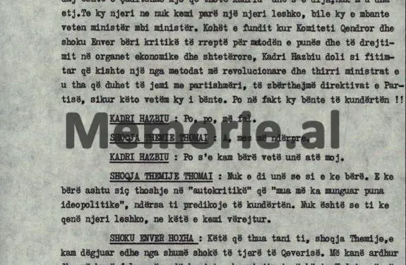 “Ti Kadri, nuk e dije se Kristofor Mërtiro dhe Rustem Hodo ishin edepsëzë dhe imoralë, por i vure…”?!/ Debatet në Plenumin e V-të, kur “kryqëzohej” ministri Hazbiu!