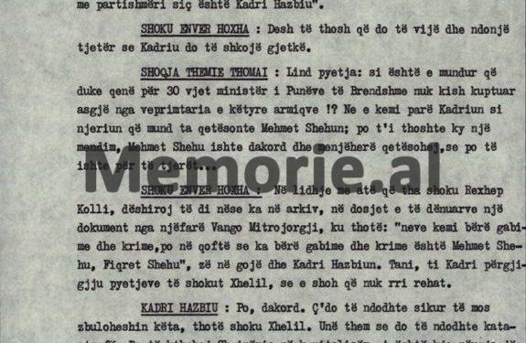 “Ti Kadri, nuk e dije se Kristofor Mërtiro dhe Rustem Hodo ishin edepsëzë dhe imoralë, por i vure…”?!/ Debatet në Plenumin e V-të, kur “kryqëzohej” ministri Hazbiu!
