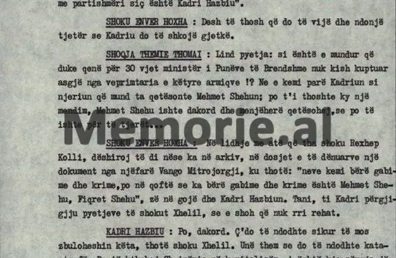 “Ti Kadri, nuk e dije se Kristofor Mërtiro dhe Rustem Hodo ishin edepsëzë dhe imoralë, por i vure…”?!/ Debatet në Plenumin e V-të, kur “kryqëzohej” ministri Hazbiu!