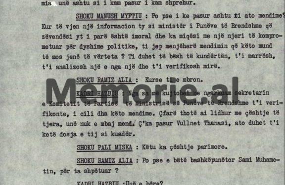 “How did you allow Kadri that Feçori’s friend, although exiled, carried a revolver, with tens of hours of gold, bracelets and…” / V Plenum, October ’82, when Minister Hazbiu was “crucified”