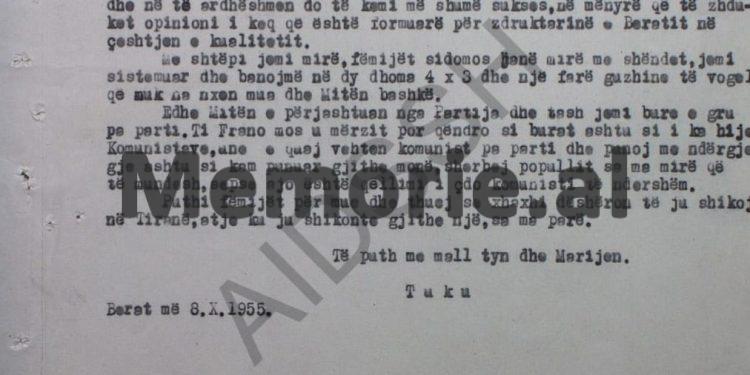 “Në një nga dhomat e banesës së Tuk Jakovës, kemi vendosur agjentin ‘Maja e Leklit’, i cili…”/ Relacioni i Drejtorit të Sigurimit, Nën/Kolonel, Zylfi Saliu, Berat, 1955