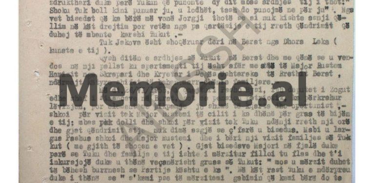 “Pasho Hysi, ish-deputet i Zogut dhe njeri me pikëpamje jo të qarta, shkoi në shtëpinë e Tuk Jakovës dhe…”/ Dokumentet me raportet e survejimit, Berat, 1955