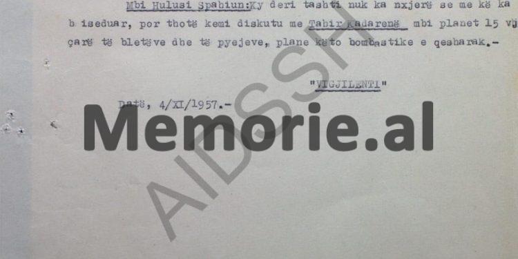 “Tuku thotë se; Mehmeti e kërcënoi shokun Koço Theodhosi, duke i thënë se, po nuk e bëre këtë punë, të varë tek rrapi…”/ Raport-survejimi i “Vigjëlentit”, Vlorë ‘57