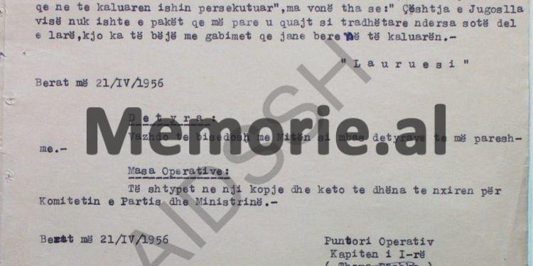 “Bashkëpunëtori ‘Lauruesi’ e pyeti Tukun; a ka shenja për rehabilitimin e Koci Xoxes, ai i tha se…”/ Raporti-survejimit nga Punëtori Operativ, Thoma Pashko