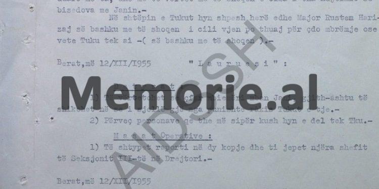“Tuk Jakova është në dijeni se ndiqet nga organet tona, pasi në Qytetin ‘Stalin’, ai i tha bashkëpunëtorit ‘Nuredini’, se Sigurimi…”/ Raport-survejimi, Berat, 1955