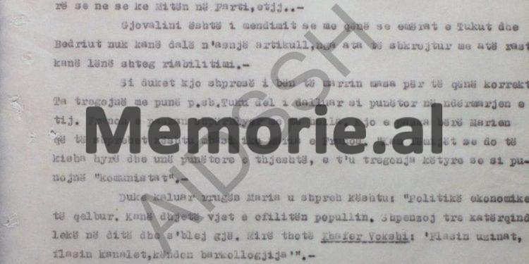 “Kur Liri Belishova kishte thirrur të shoqen e Tukut dhe e kishte provokuar, ajo e kishte nxjerrë përkrahu jashtë, duke…”/ Raporti i Punëtorit Operativ, Halim Xhelo