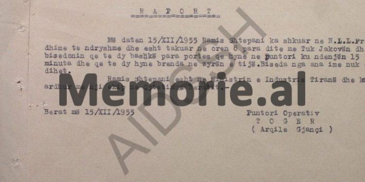 “Tuk Jakova është në dijeni se ndiqet nga organet tona, pasi në Qytetin ‘Stalin’, ai i tha bashkëpunëtorit ‘Nuredini’, se Sigurimi…”/ Raport-survejimi, Berat, 1955