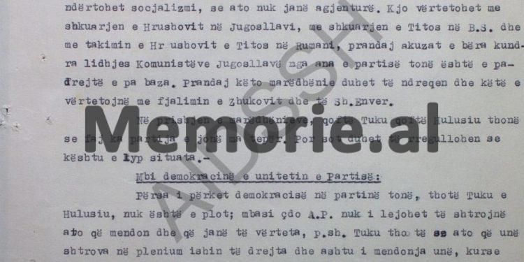 “Tuku thotë se; Mehmeti e kërcënoi shokun Koço Theodhosi, duke i thënë se, po nuk e bëre këtë punë, të varë tek rrapi…”/ Raport-survejimi i “Vigjëlentit”, Vlorë ‘57