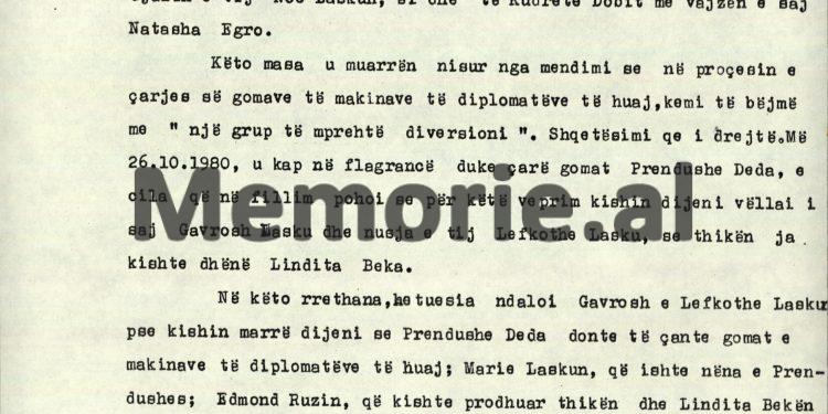 Relacioni i Rexhep Kollit në ’81-in, për çështjen “Thikat” e ambasadave: “Hetuesi Sokol Koleka, shkoi në burgun e grave në Kosovë të Elbasanit, për të marrë një…”