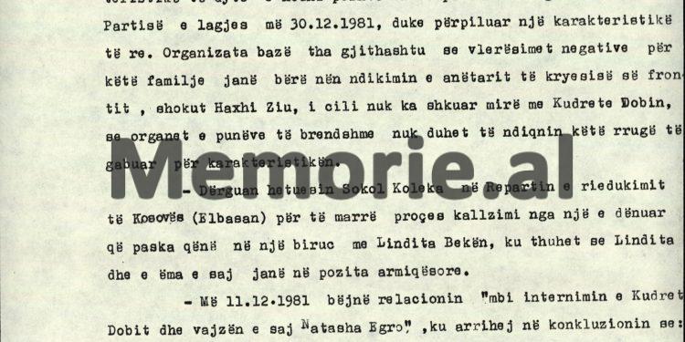 Relacioni i Rexhep Kollit në ’81-in, për çështjen “Thikat” e ambasadave: “Hetuesi Sokol Koleka, shkoi në burgun e grave në Kosovë të Elbasanit, për të marrë një…”