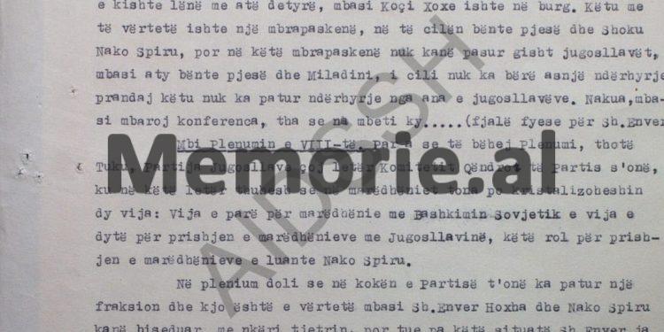 “Tuku thotë se; Mehmeti e kërcënoi shokun Koço Theodhosi, duke i thënë se, po nuk e bëre këtë punë, të varë tek rrapi…”/ Raport-survejimi i “Vigjëlentit”, Vlorë ‘57