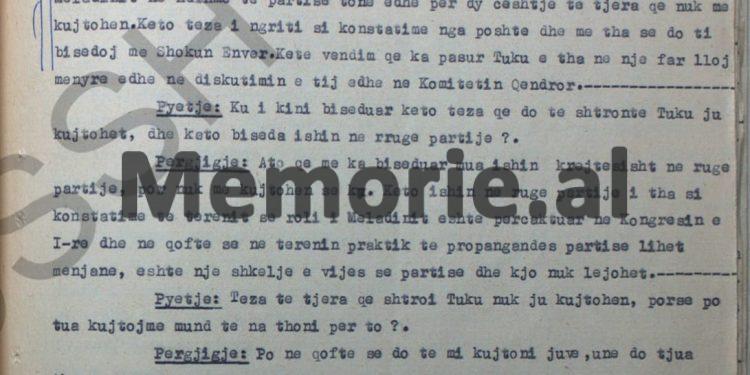 “S’jam i detyruar të përgjigjem, pasi ku isha anëtar i Komitetit Qendror dhe ministër, unë takohesha …”/ Deponimet e Bedri Spahiut, janar ‘58