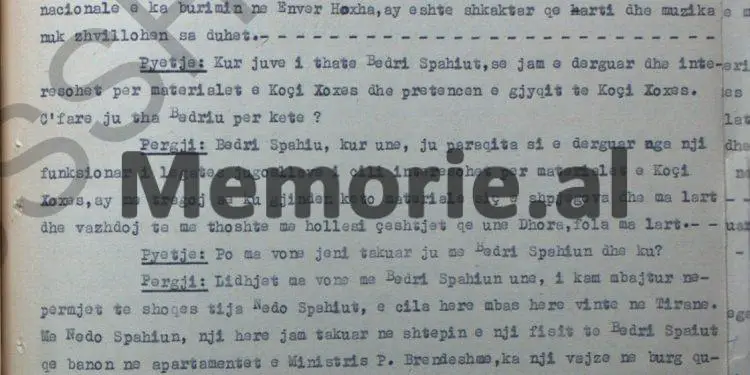 Dëshmia e Dhora Lekës: “Që nga takimi i parë që kam bërë me Bedri Spahiun, ja kam dhënë këto informata Cvetozar …”/ Proçesi hetimor, janar ‘58
