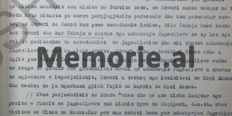 “Unë i kam thënë Dhora Lekës e Viktor Stratobërdhës, se Enver Hoxha është dinak dhe demagog, pasi ai kishte marrëdhënie intime me…”/ Deponimet e Tuk Jakovës, janar ‘58