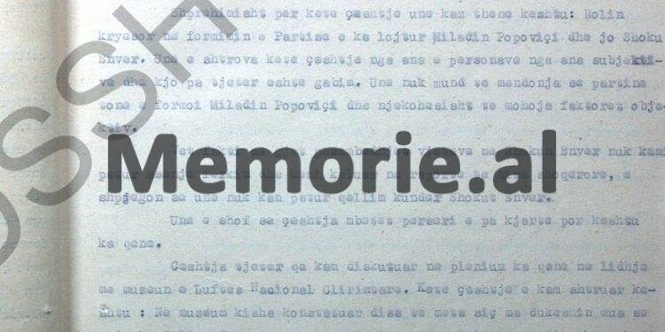 Investigative process: “I talked to Bedri, telling him that Enver is not the founder of the Party, and for Miladin…” / Tuk Jakova’s deposition, January 1958