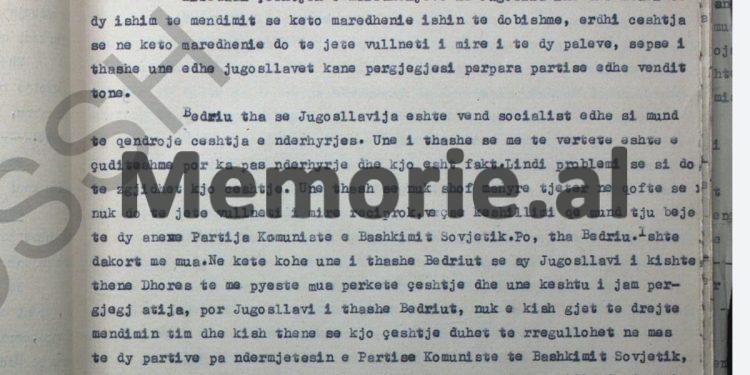“Pas bisedave me Bedrinë, Xhafer Vokshi më tregoi se kur kishte takuar Miladinin, ai i kishte thënë për Enverin…”/ Deponimet e Tuk Jakovës, janar ‘58
